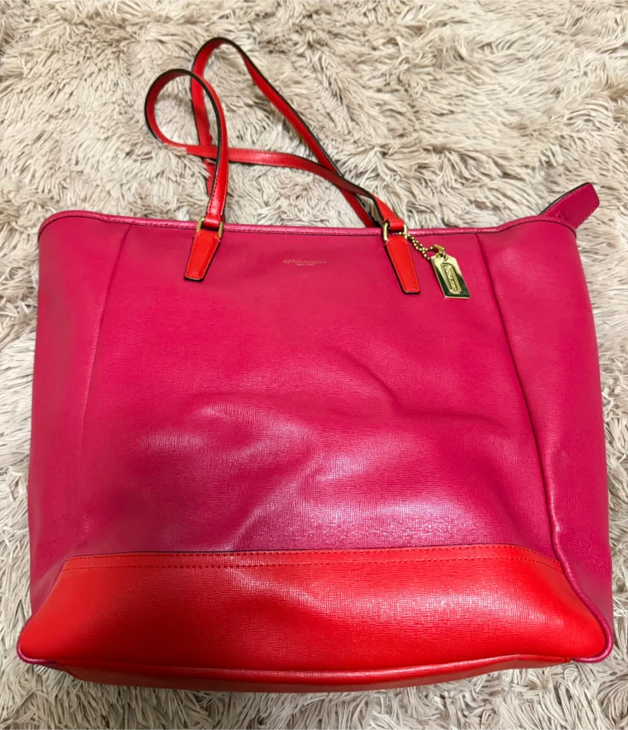 Coach Pink Leather Tote Bag