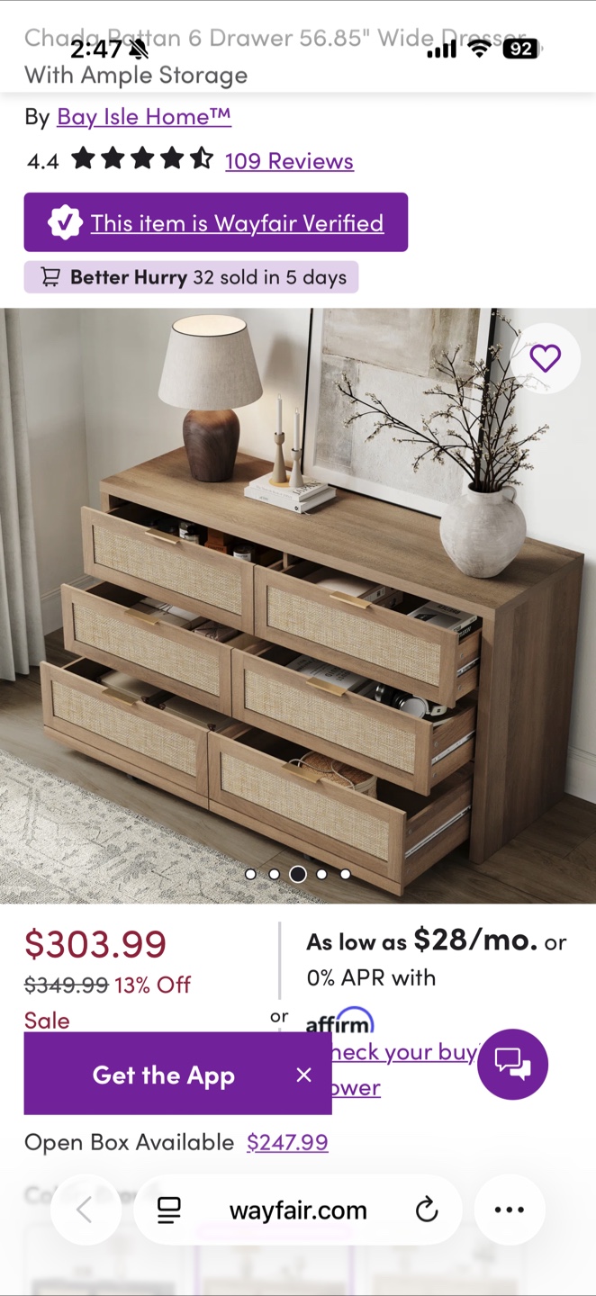 Unopened box! Rattan 6-Drawer Dresser - photo 2