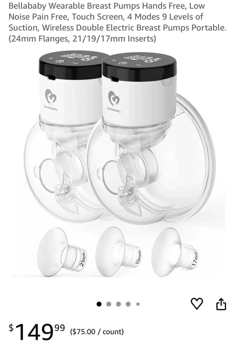 New, open box, Bellababy Wearable Breast Pumps 2-pack