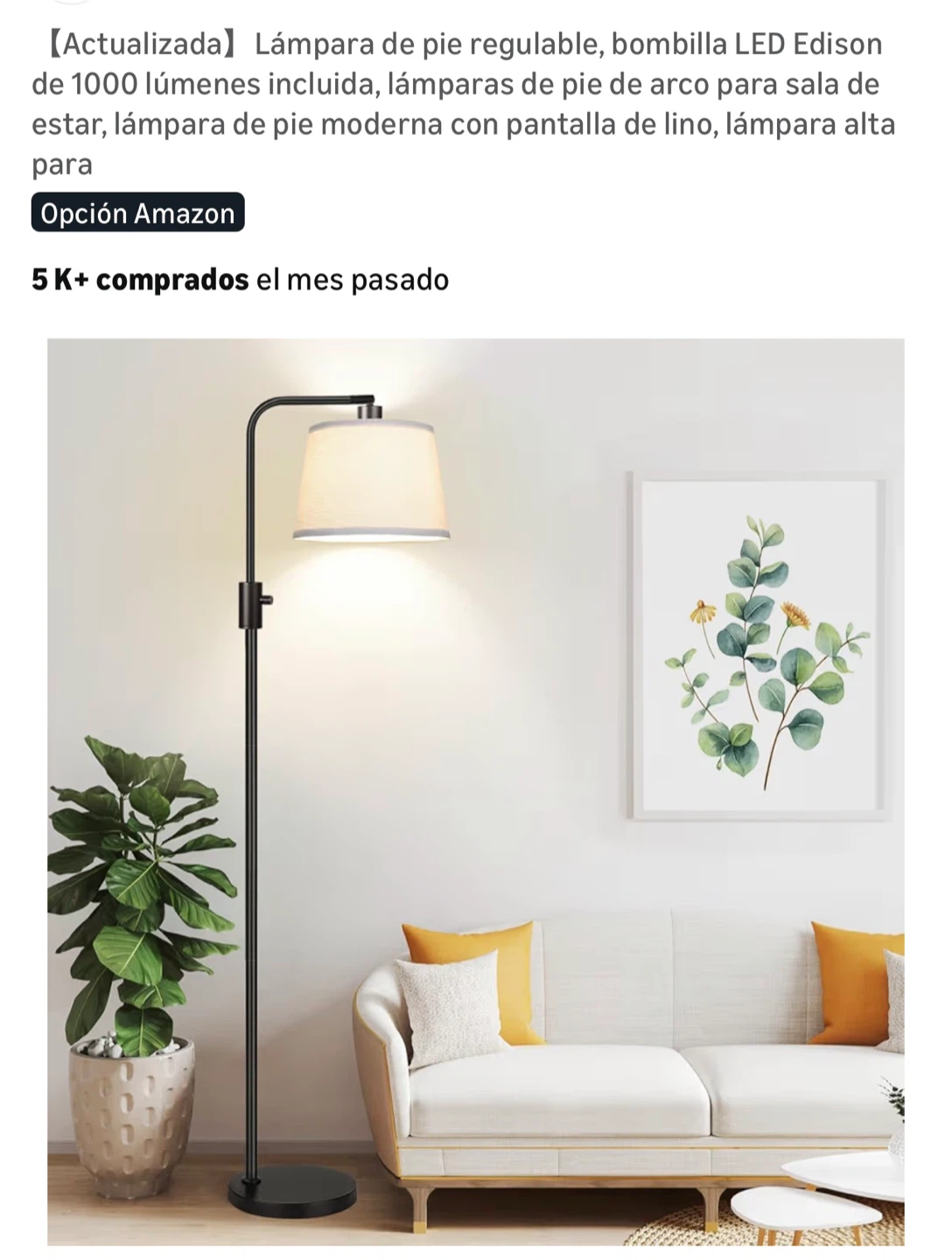 Dimmable Floor Lamp with Linen Shade