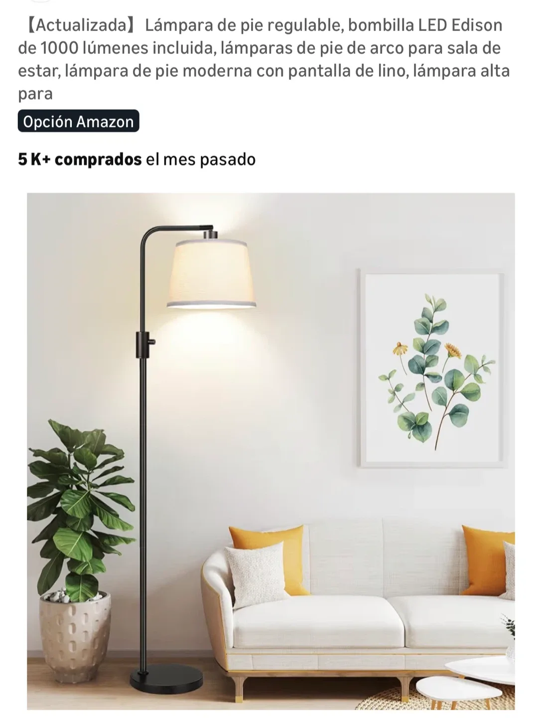 Dimmable Floor Lamp with Linen Shade