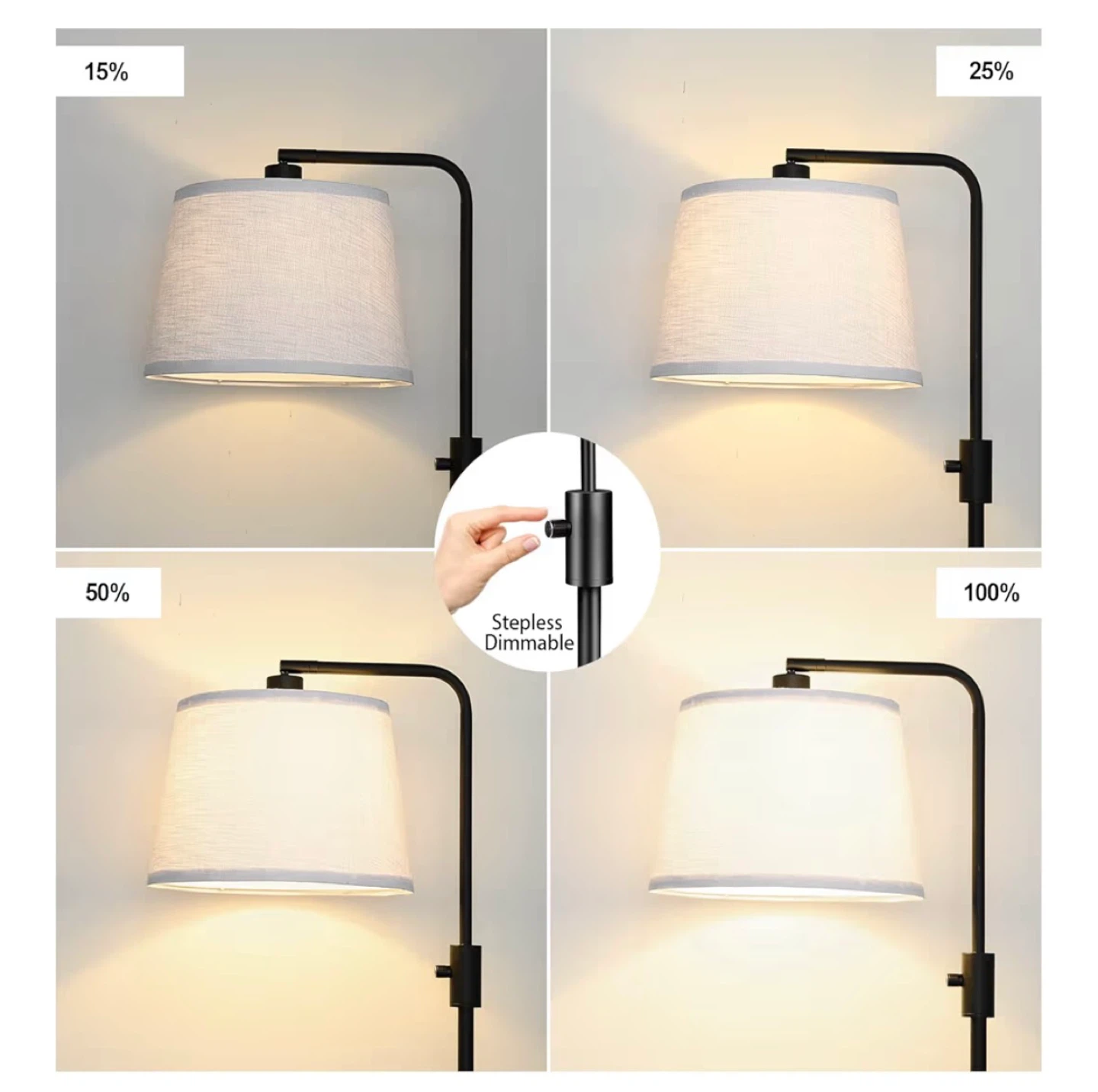 Dimmable Floor Lamp with Linen Shade - photo 3