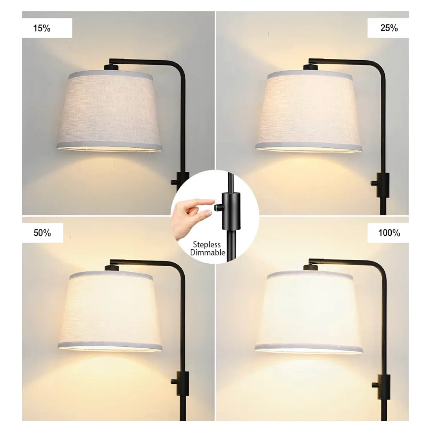 Dimmable Floor Lamp with Linen Shade image indicator(3)