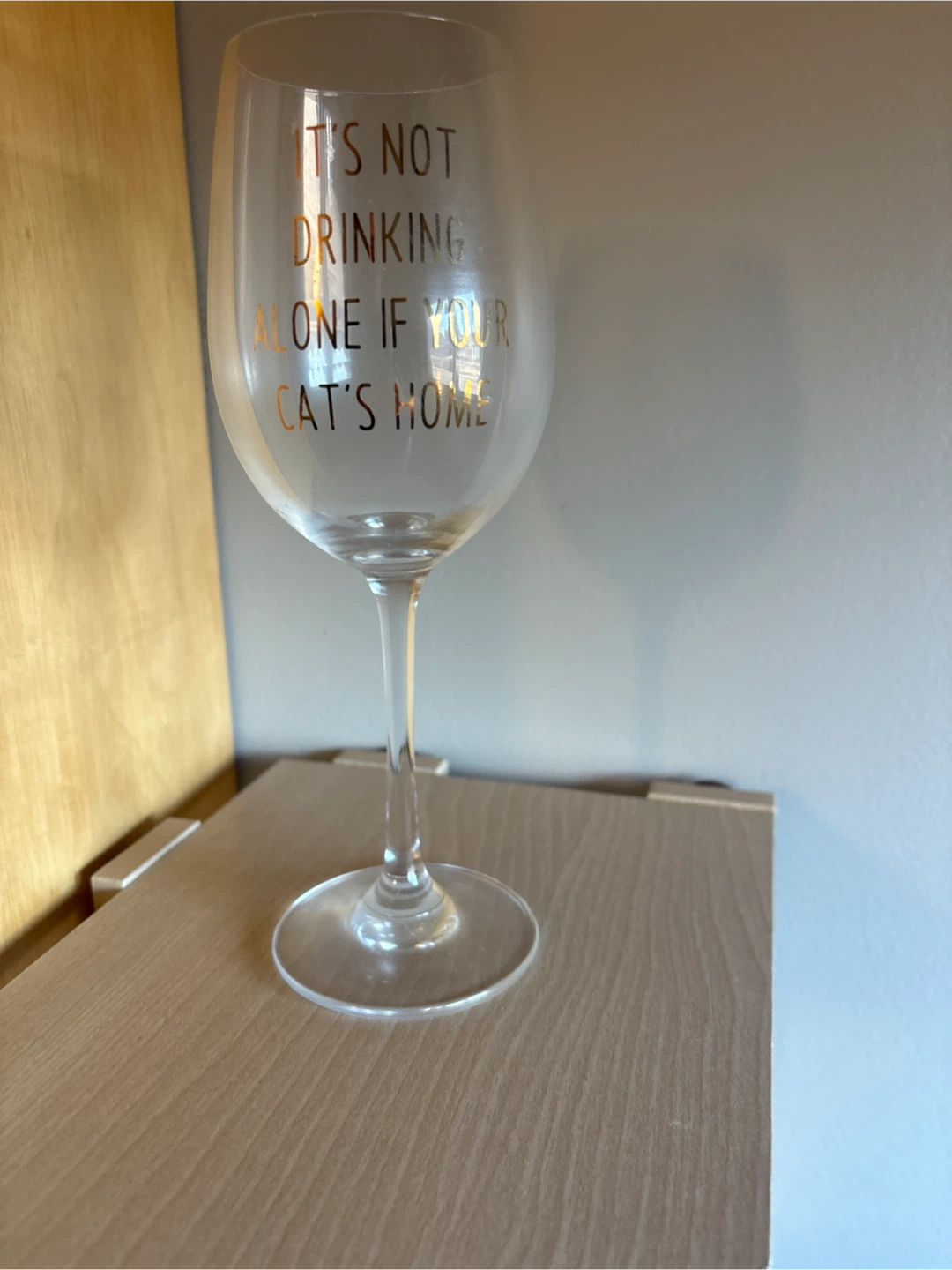 Wine Glass - It's Not Drinking Alone If Your Cat's Home