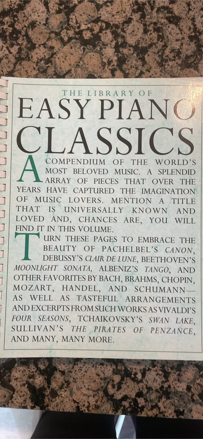 Easy Piano Classics Book