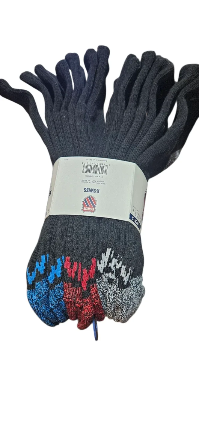 K-Swiss Men's Socks, Size 10-13, 7 Pairs - New