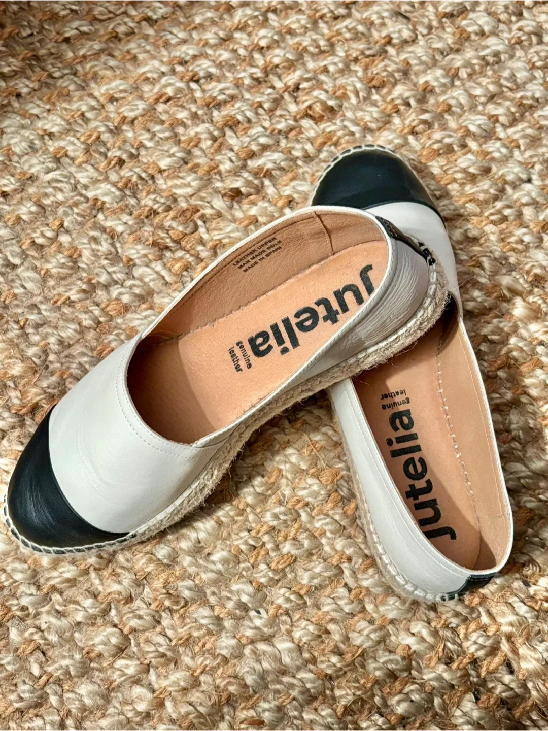 Jutelia Leather Espadrille Flats - Size 8