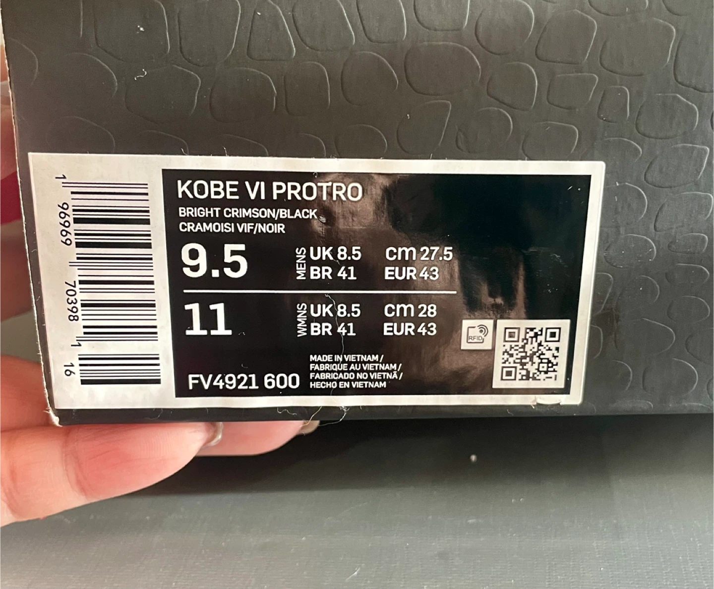 Nike Kobe VI Protro Bright Crimson, Size 9.5 - photo 4