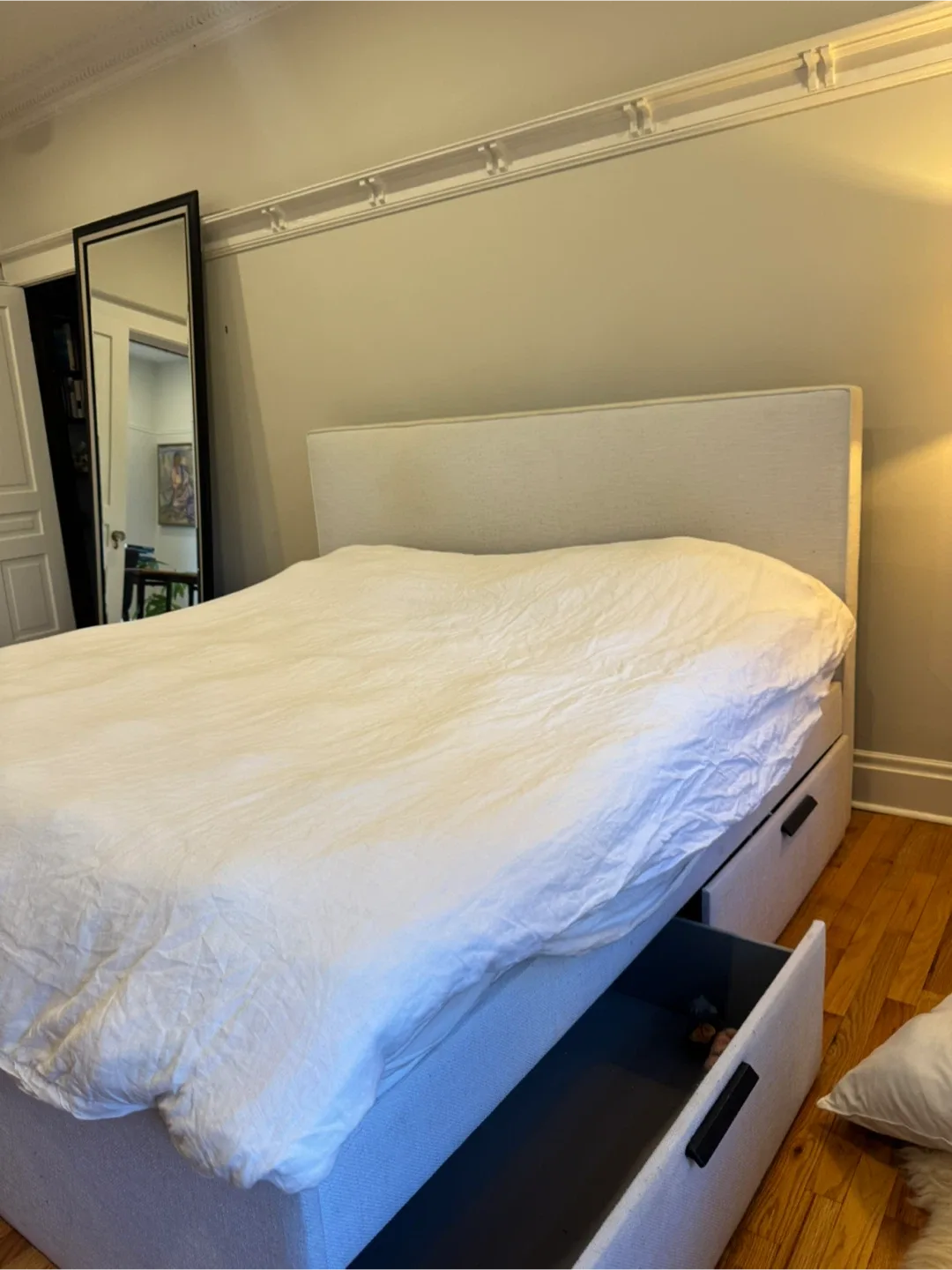 Upholstered Bed Frame with Storage Drawers