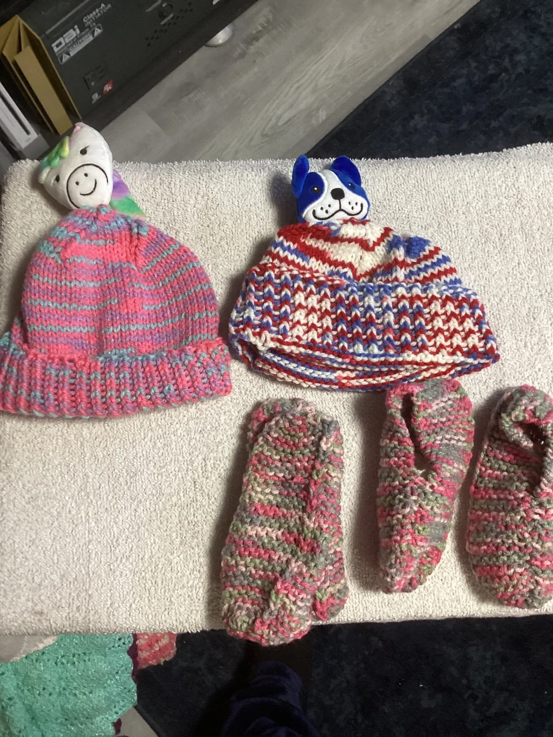 Handmade Dog Hat & Knitted Slippers Set