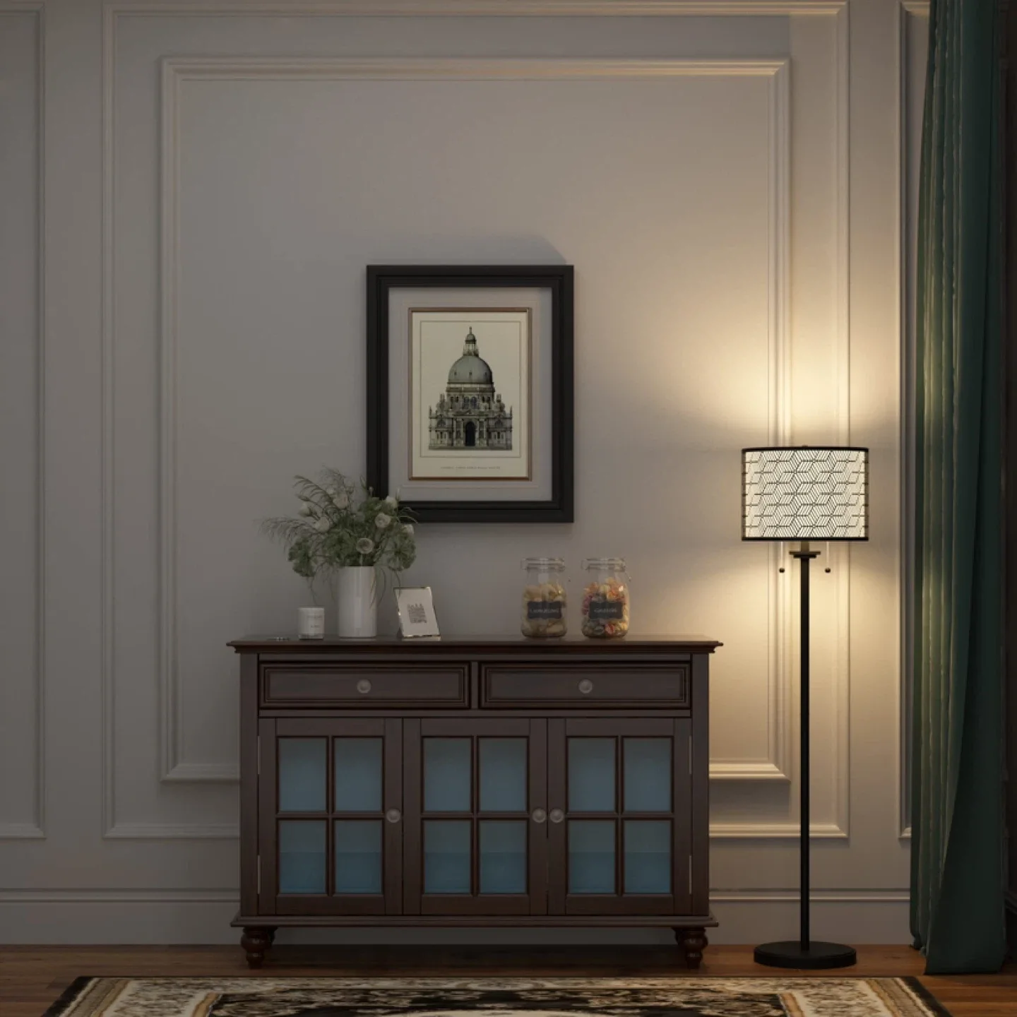 Inlight 59" High Double Shade Pull Chain Modern Floor Lamp image indicator(5)