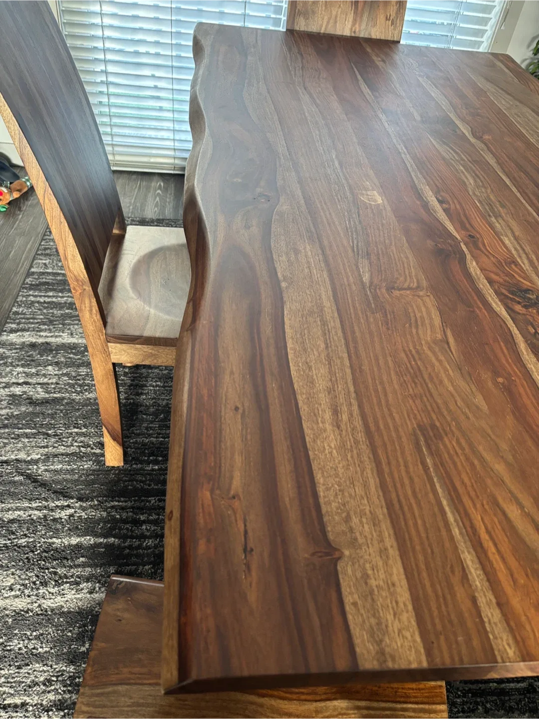 Solid Sheesham Live-Edge Dining Set – Table + Bench + 3 Chairs image indicator(6)