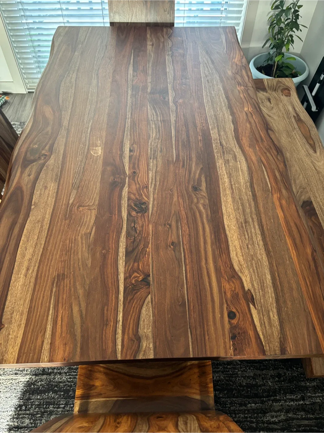 Solid Sheesham Live-Edge Dining Set – Table + Bench + 3 Chairs image indicator(2)