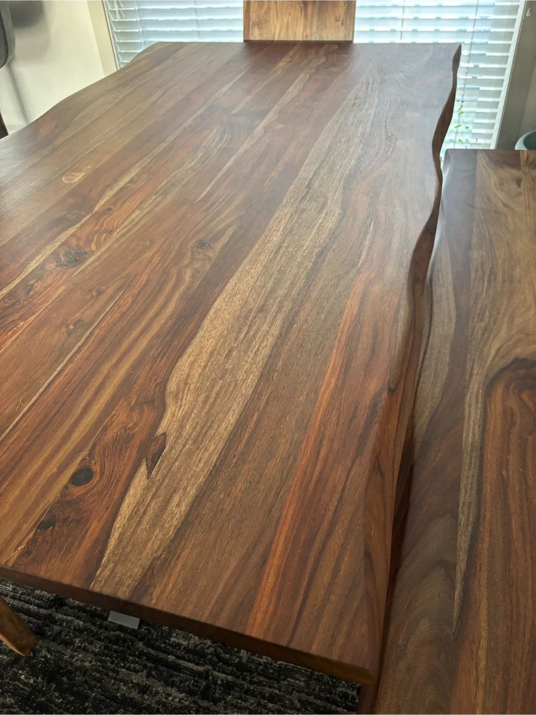 Solid Sheesham Live-Edge Dining Set – Table + Bench + 3 Chairs image indicator(7)