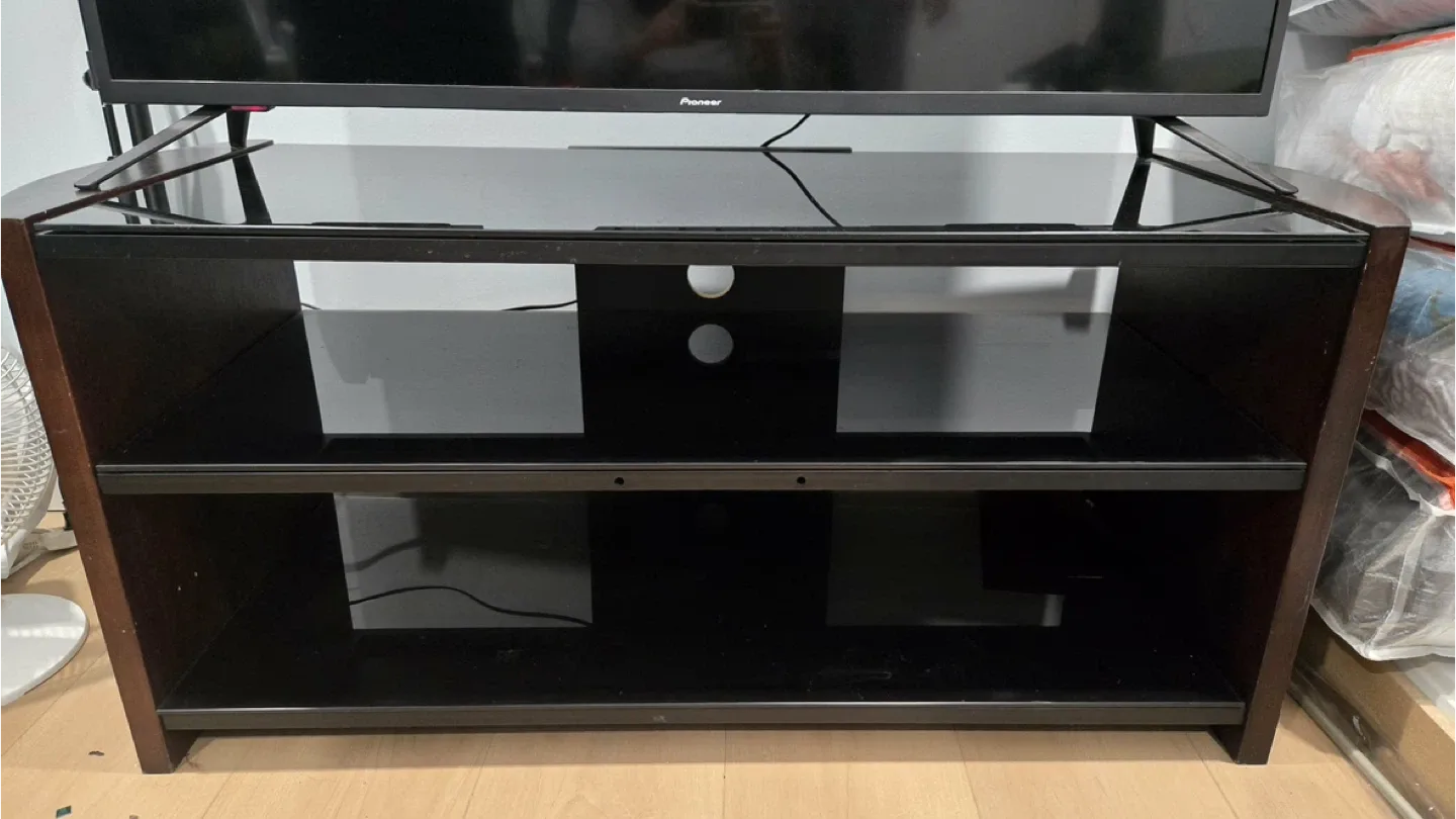 Dark Brown TV Stand with Shelves image indicator(2)