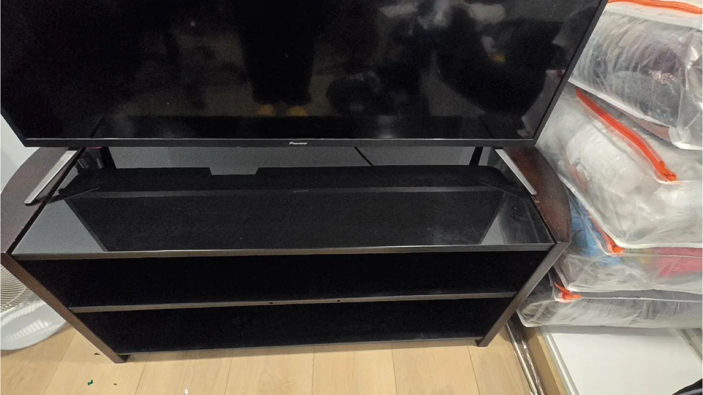 Dark Brown TV Stand with Shelves