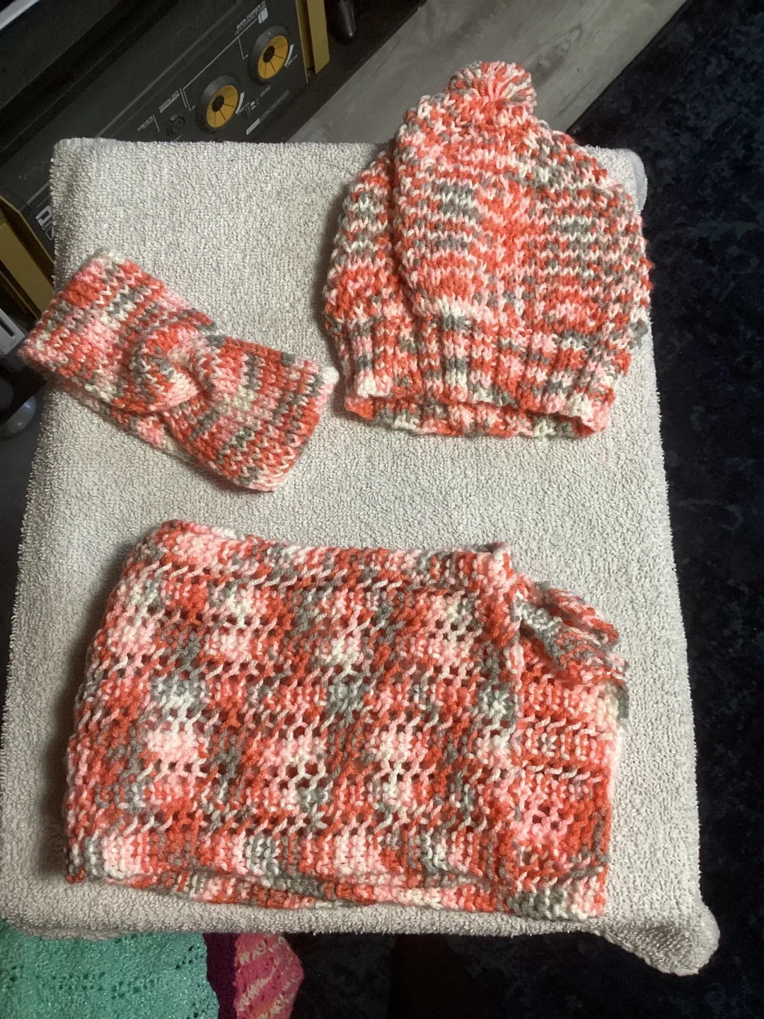 Handmade Knitted Set - Hat, Scarf, Headband