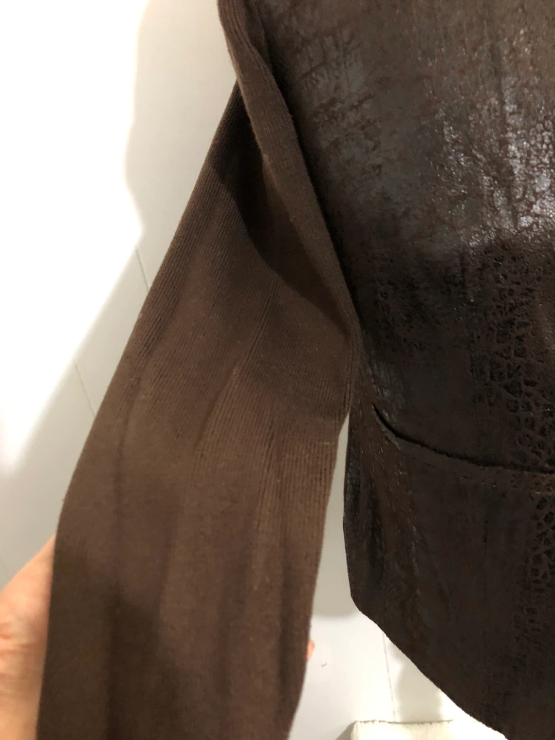 Women’s Brown Faux Leather Gold Studded Blazer. Size Small - photo 4