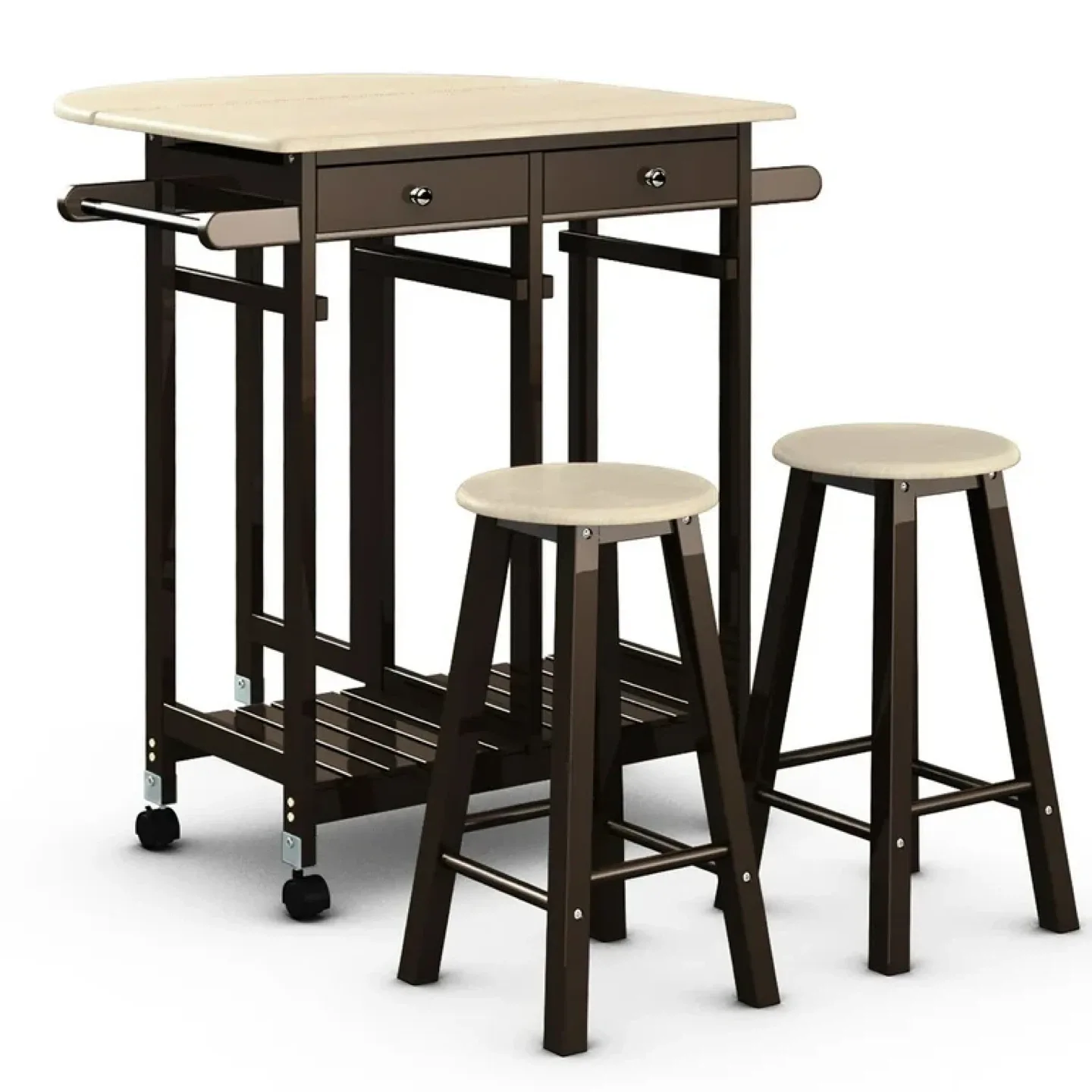Costway 3PC Wood Kitchen Island Rolling Cart Table