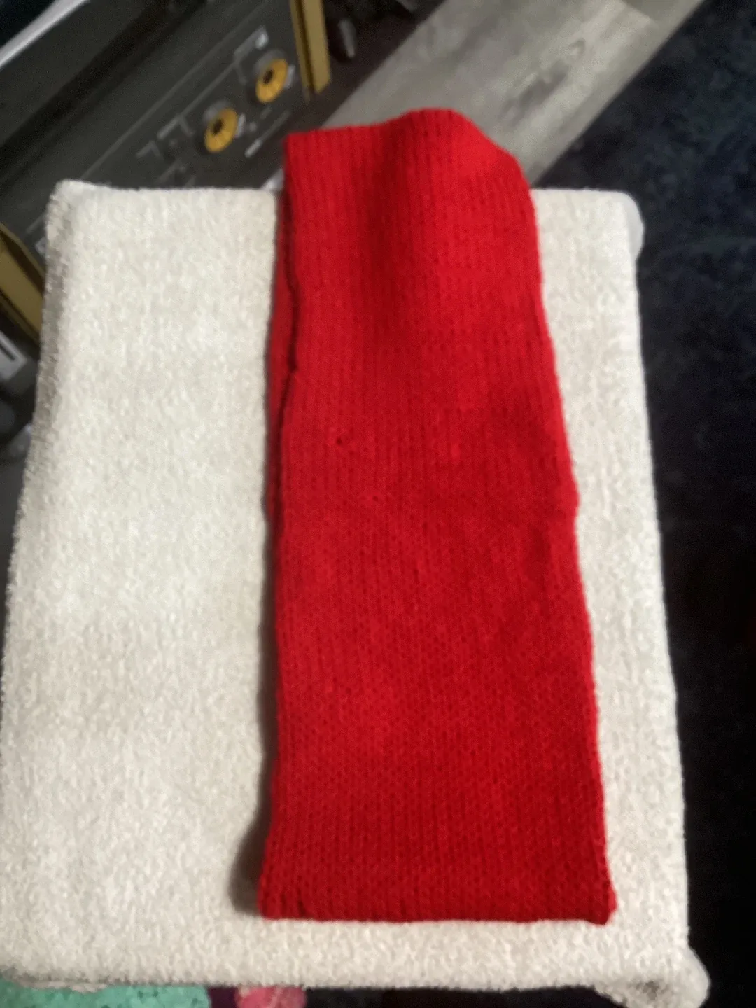 Handmade Red Knit Mittens, Scarf, and Headband Set image indicator(2)