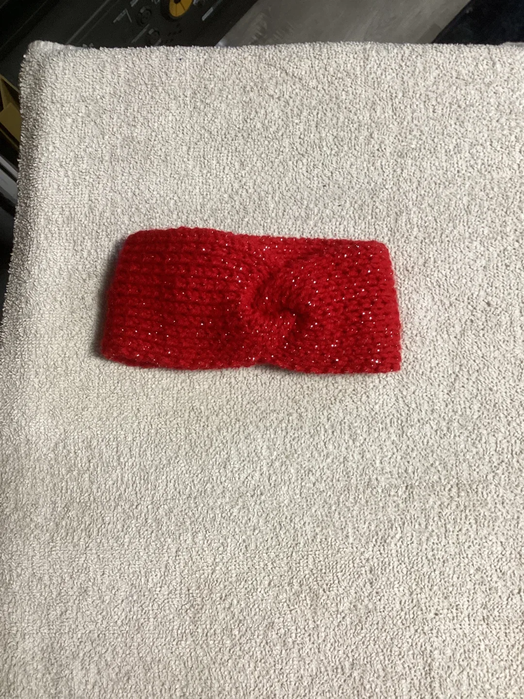 Handmade Red Knit Mittens, Scarf, and Headband Set image indicator(4)