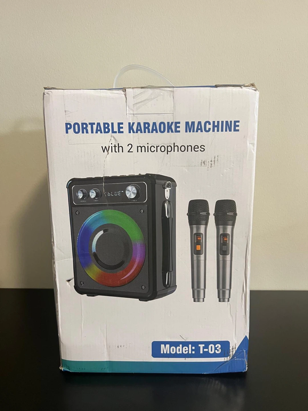 Portable Karaoke Machine with 2 Mics, Model T-03