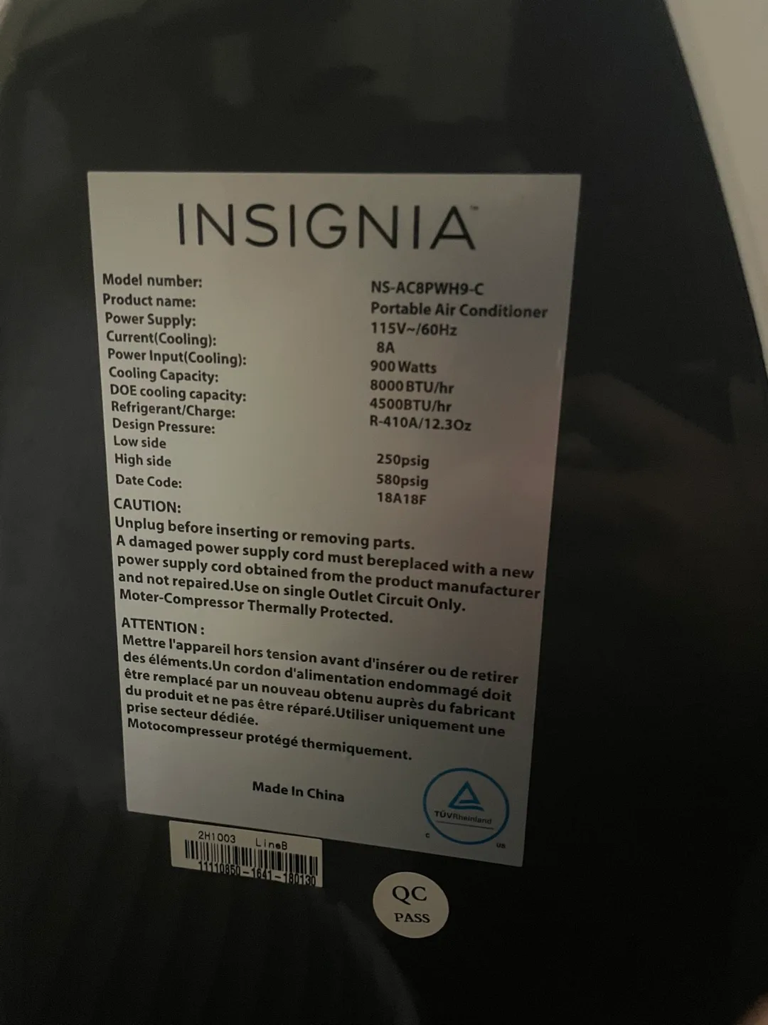 Insignia Portable Air Conditioner - NS-AC8PWH9-C image indicator(3)