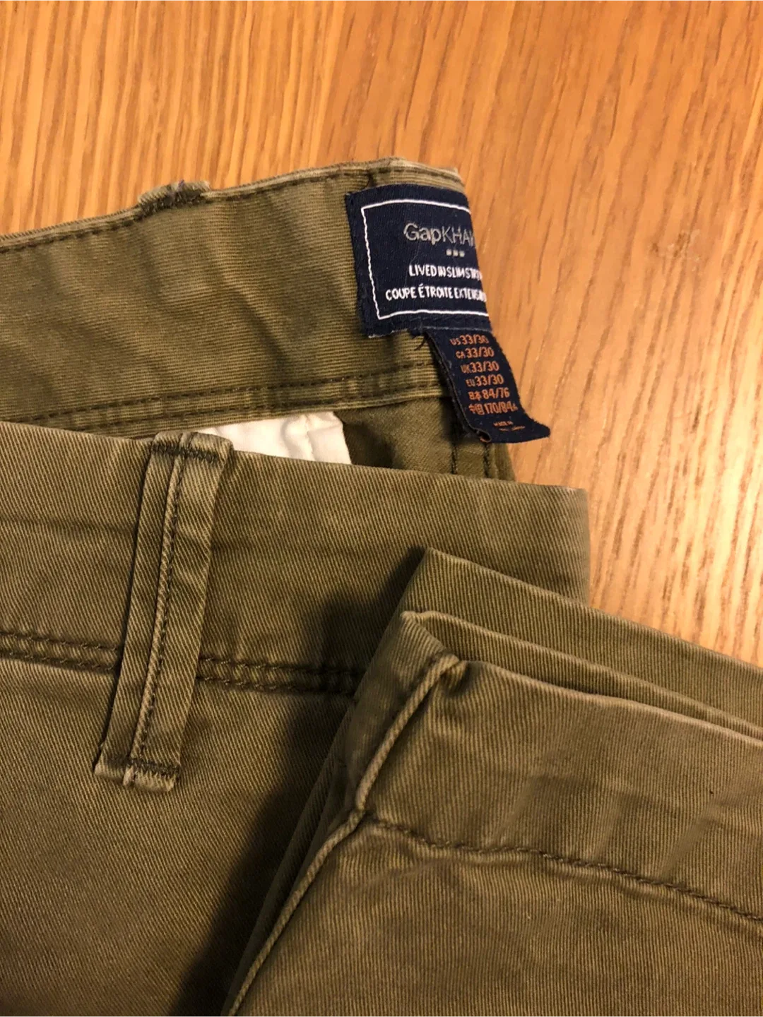 Gap Olive Green Chinos - Size 33/30 for Men image indicator(2)