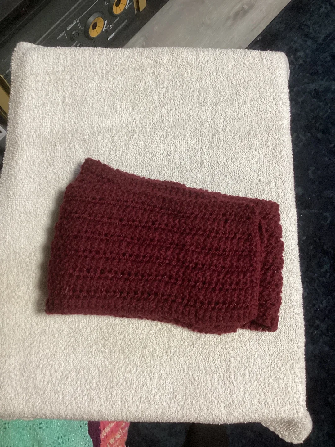 Handmade Knitted Headband and Scarf - Burgundy image indicator(2)