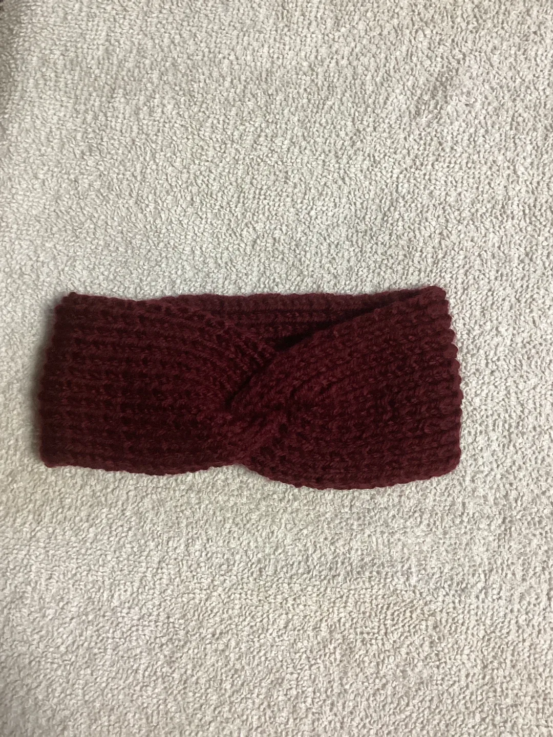 Handmade Knitted Headband and Scarf - Burgundy image indicator(4)