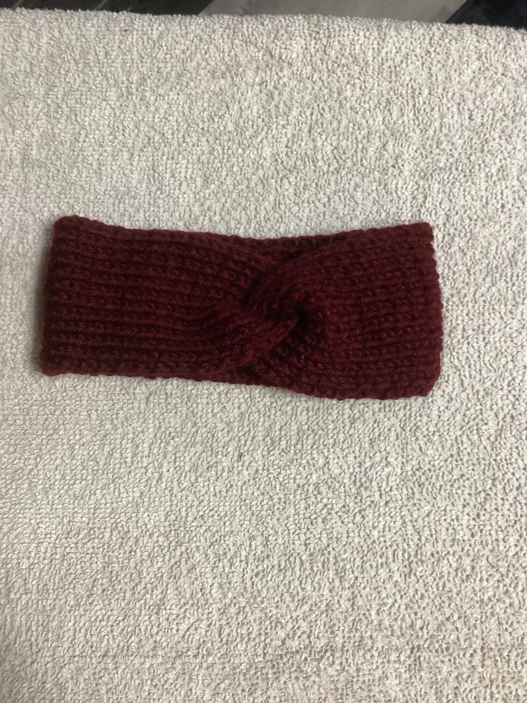 Handmade Knitted Headband and Scarf - Burgundy image indicator(3)