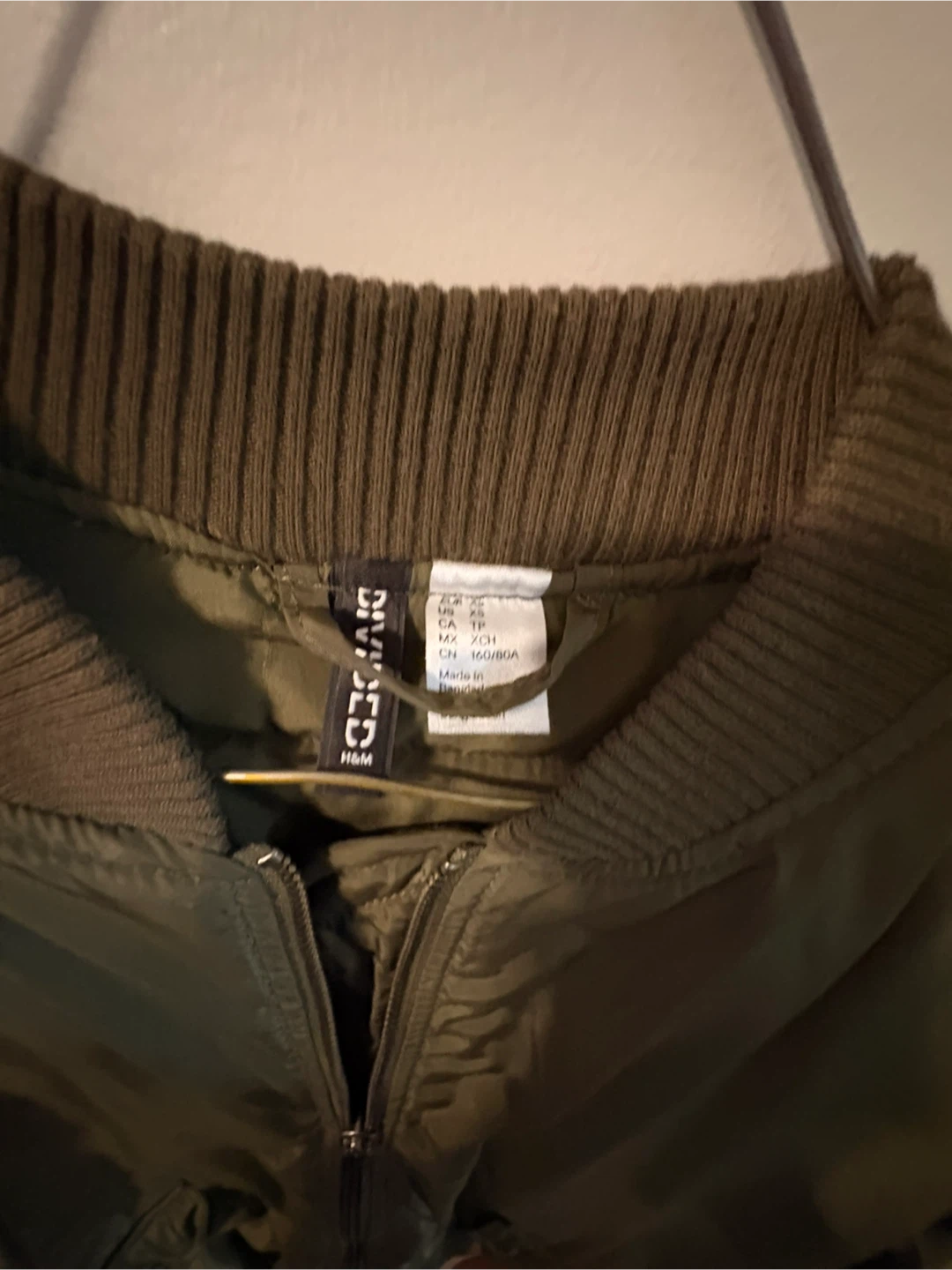 H&M Olive Green Bomber Jacket - Size XS - photo 3
