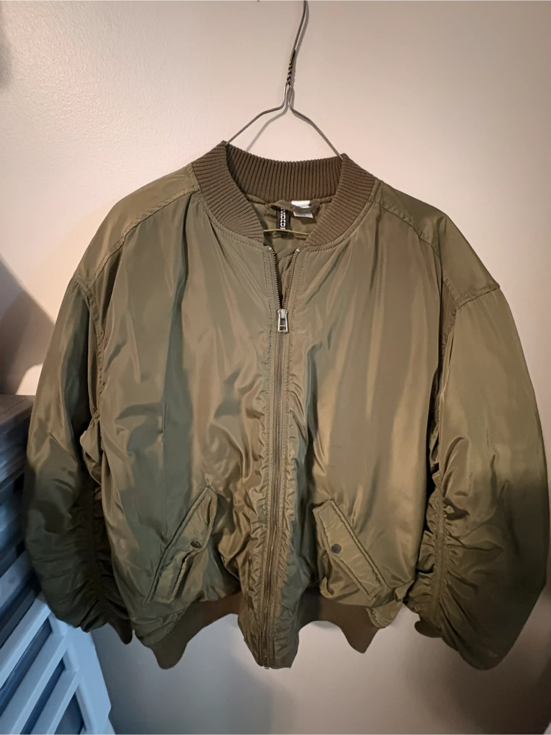 H&M Olive Green Bomber Jacket - Size XS