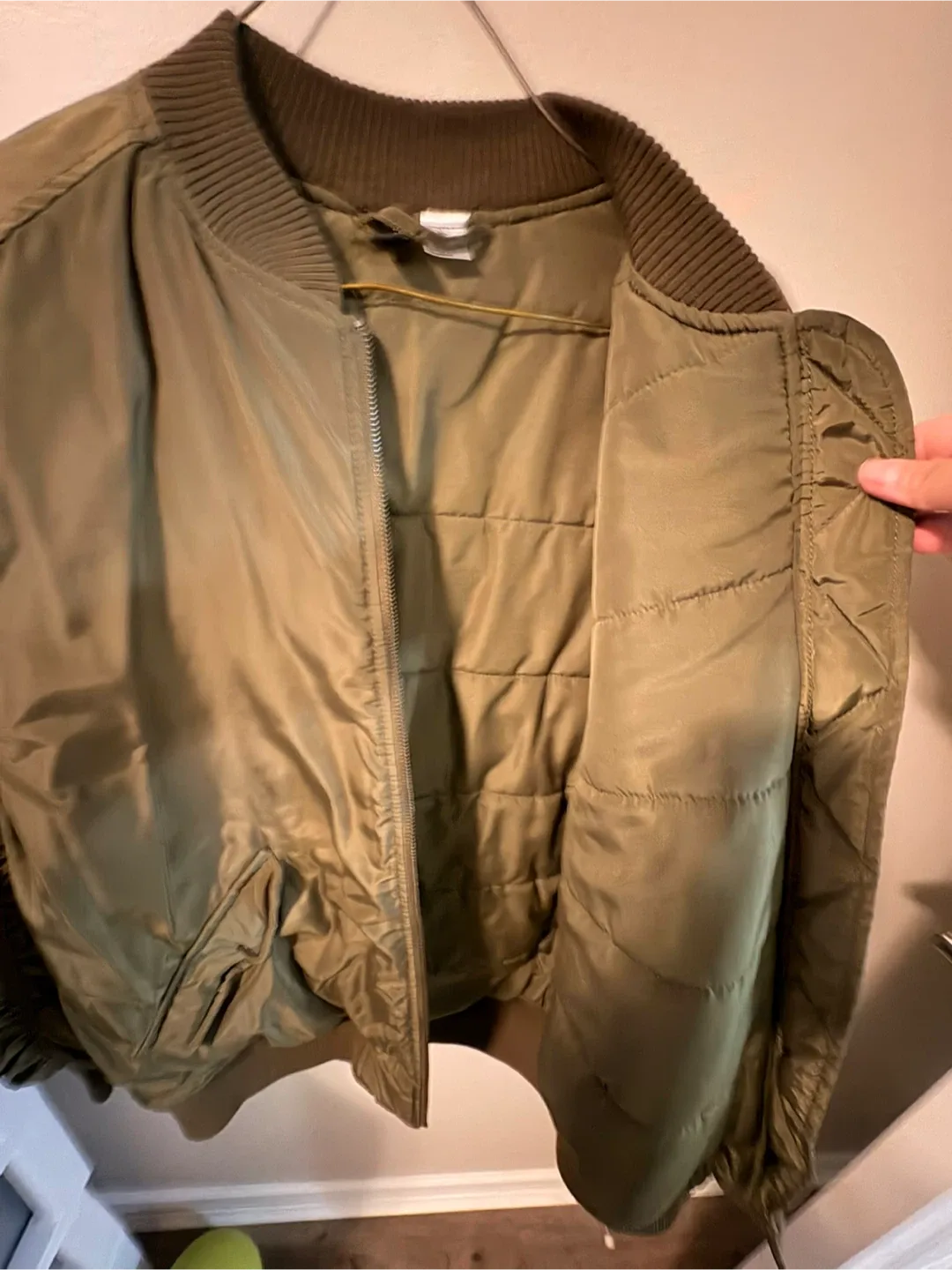 H&M Olive Green Bomber Jacket - Size XS image indicator(4)