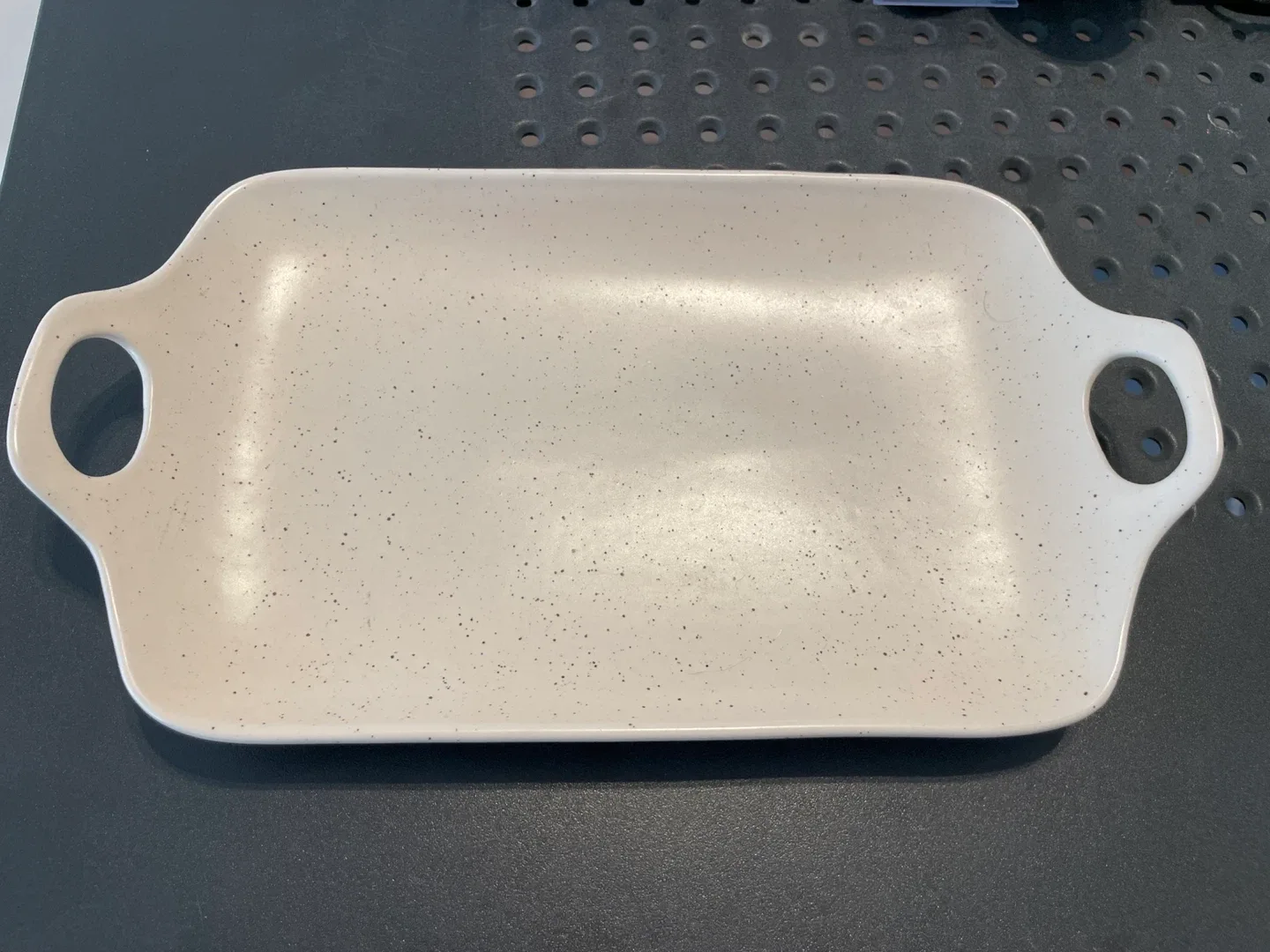 Speckled Cream Serving Tray with Handles