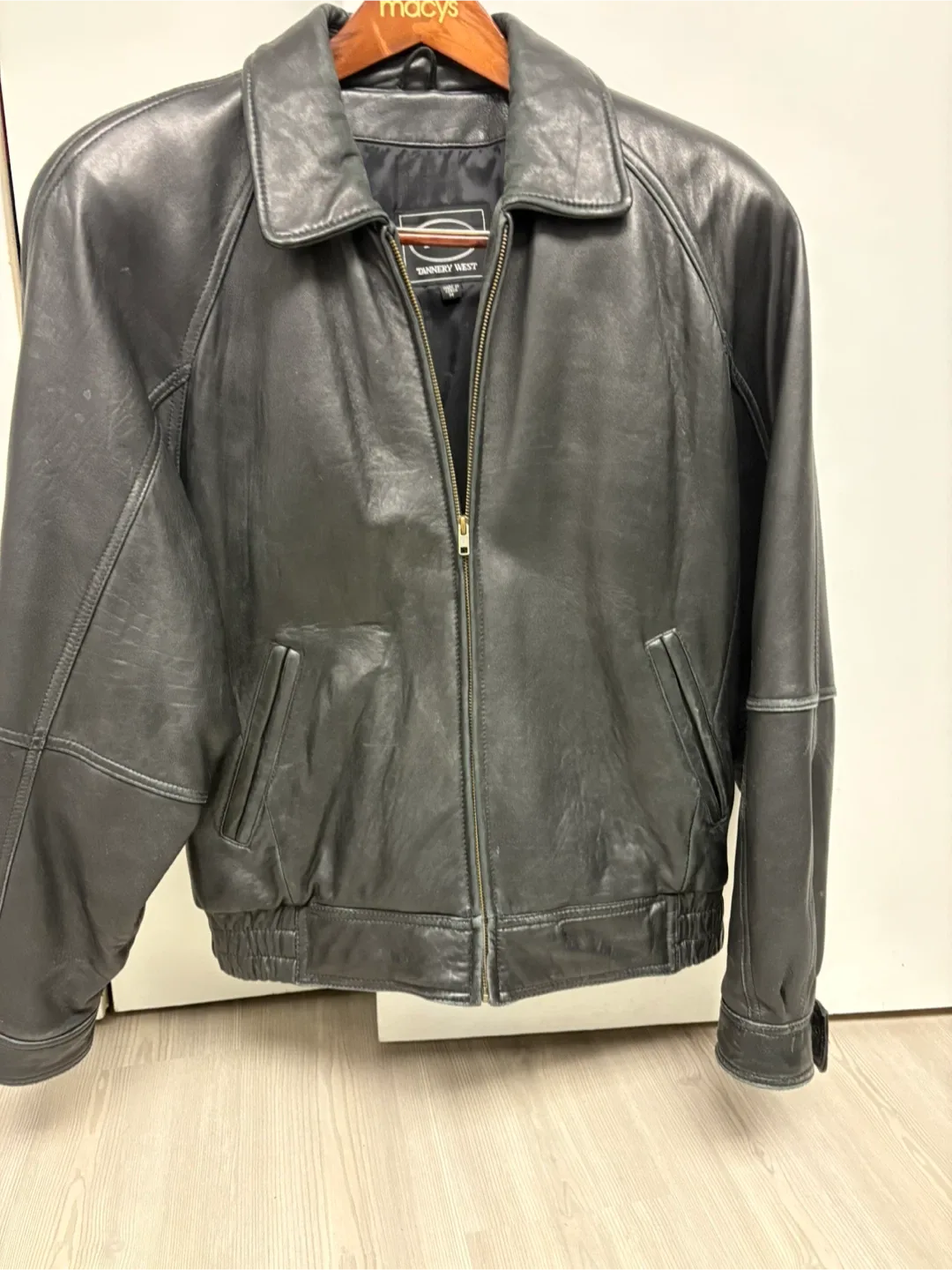 Tannery West Black Leather Jacket - Size M