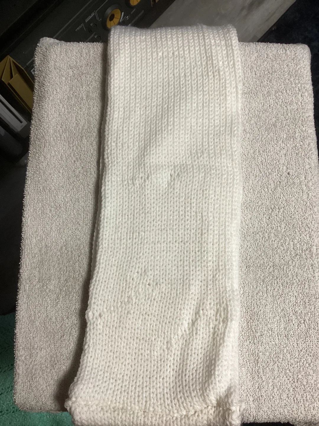 White Knitted neck scarf wrap