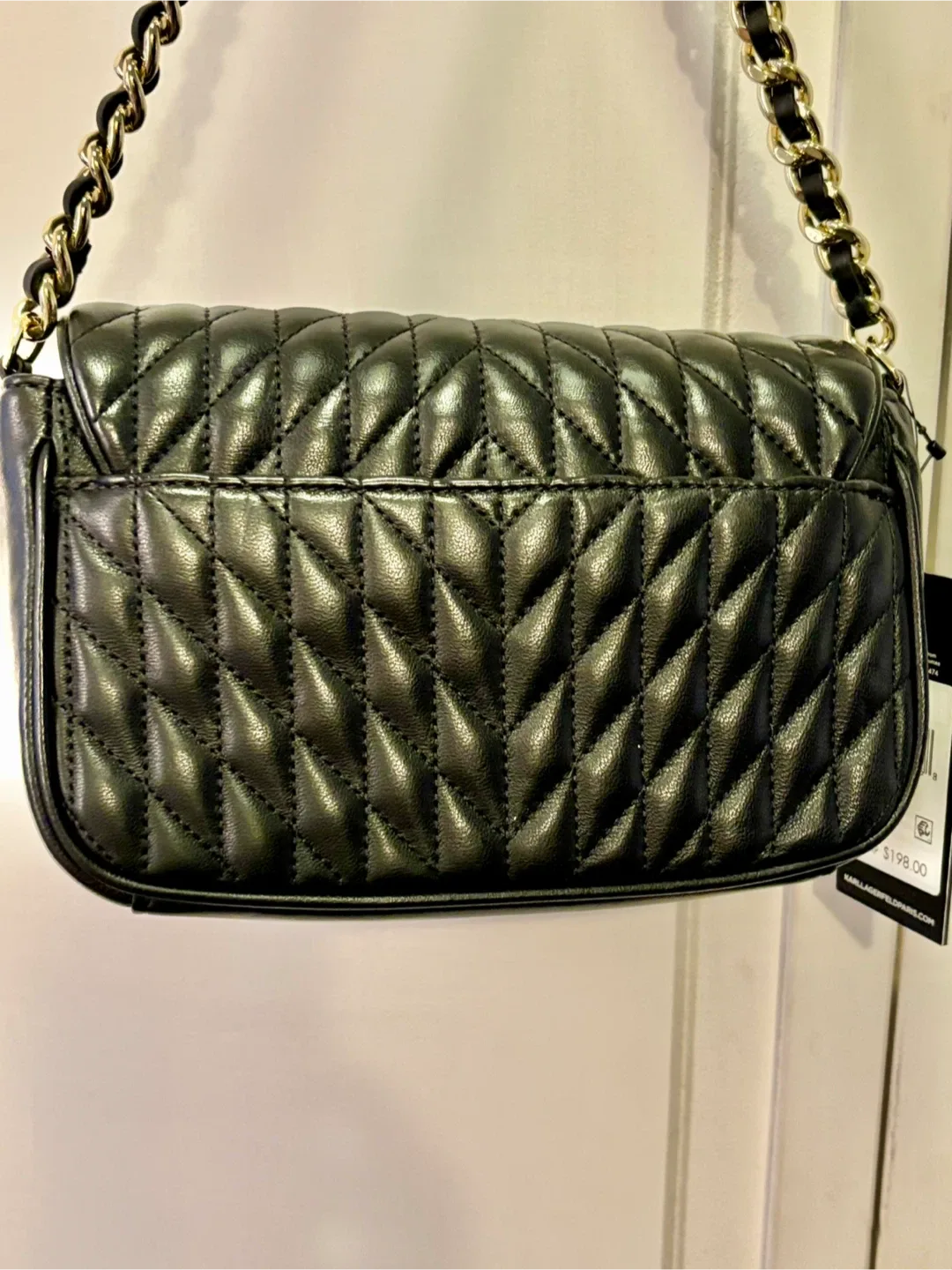 Karl Lagerfeld Paris Black Leather Shoulder Bag image indicator(6)