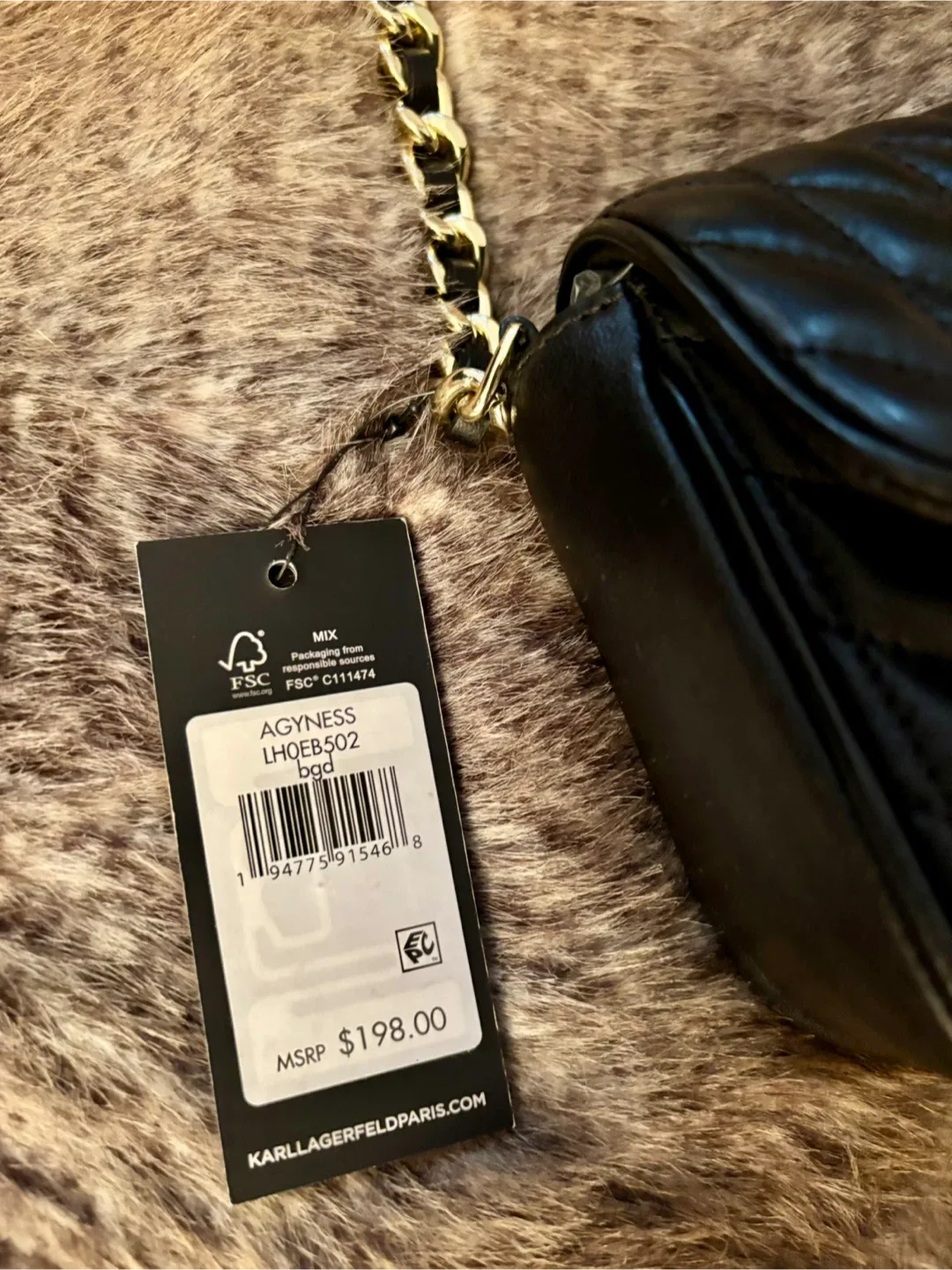 Karl Lagerfeld Paris Black Leather Shoulder Bag image indicator(4)