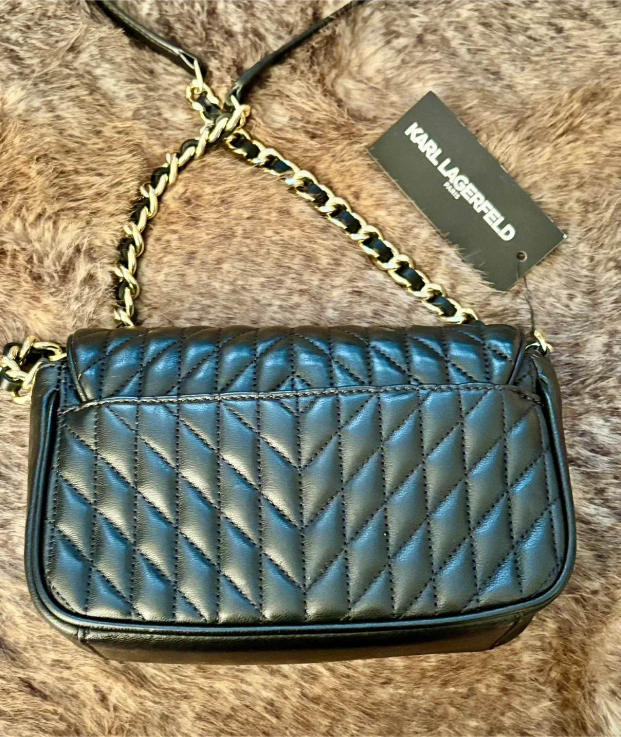 Karl Lagerfeld Paris Black Leather Shoulder Bag image indicator(5)