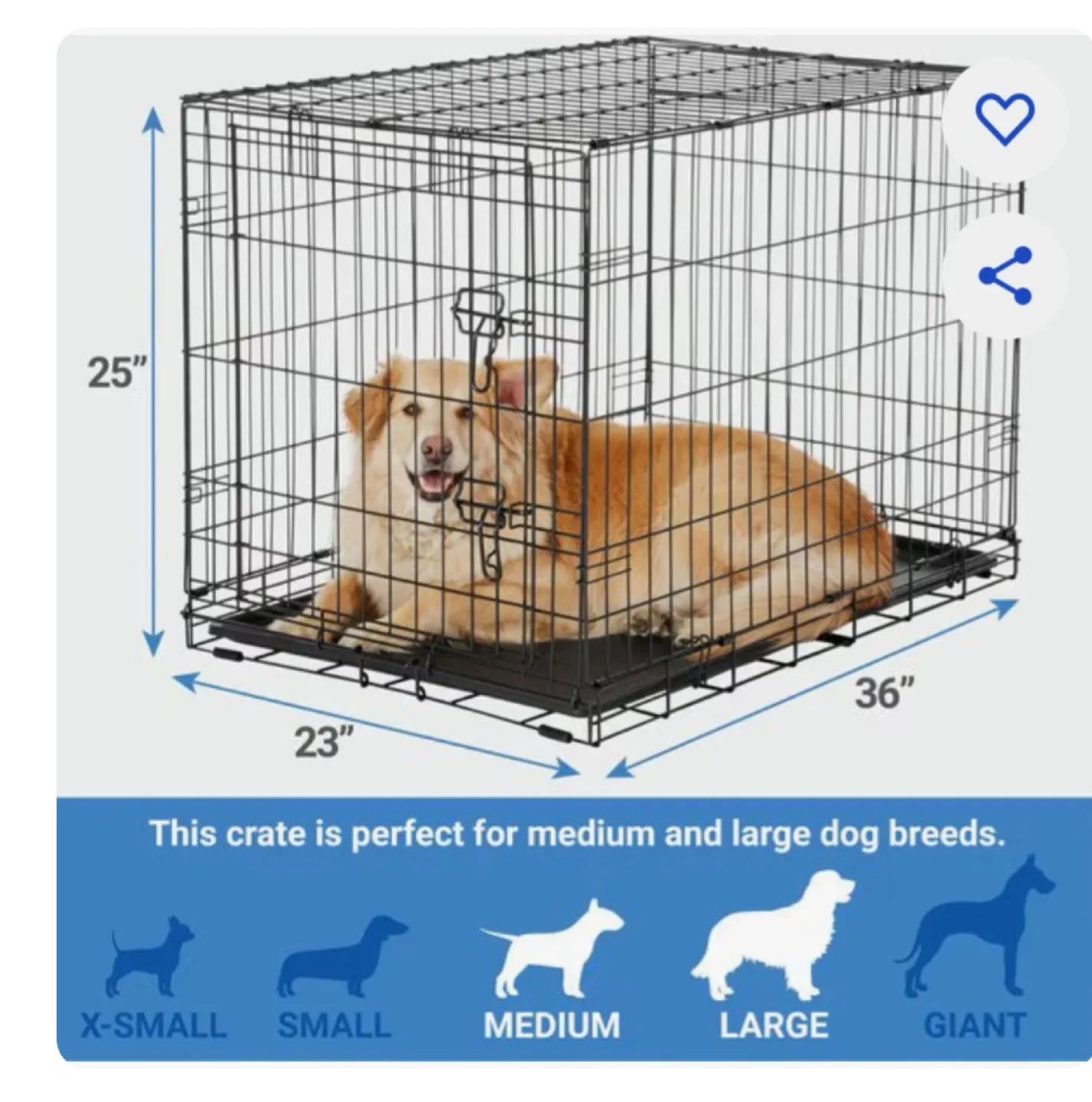 New in box 36" Dog Crate - Perfect for Medium/Large Breeds