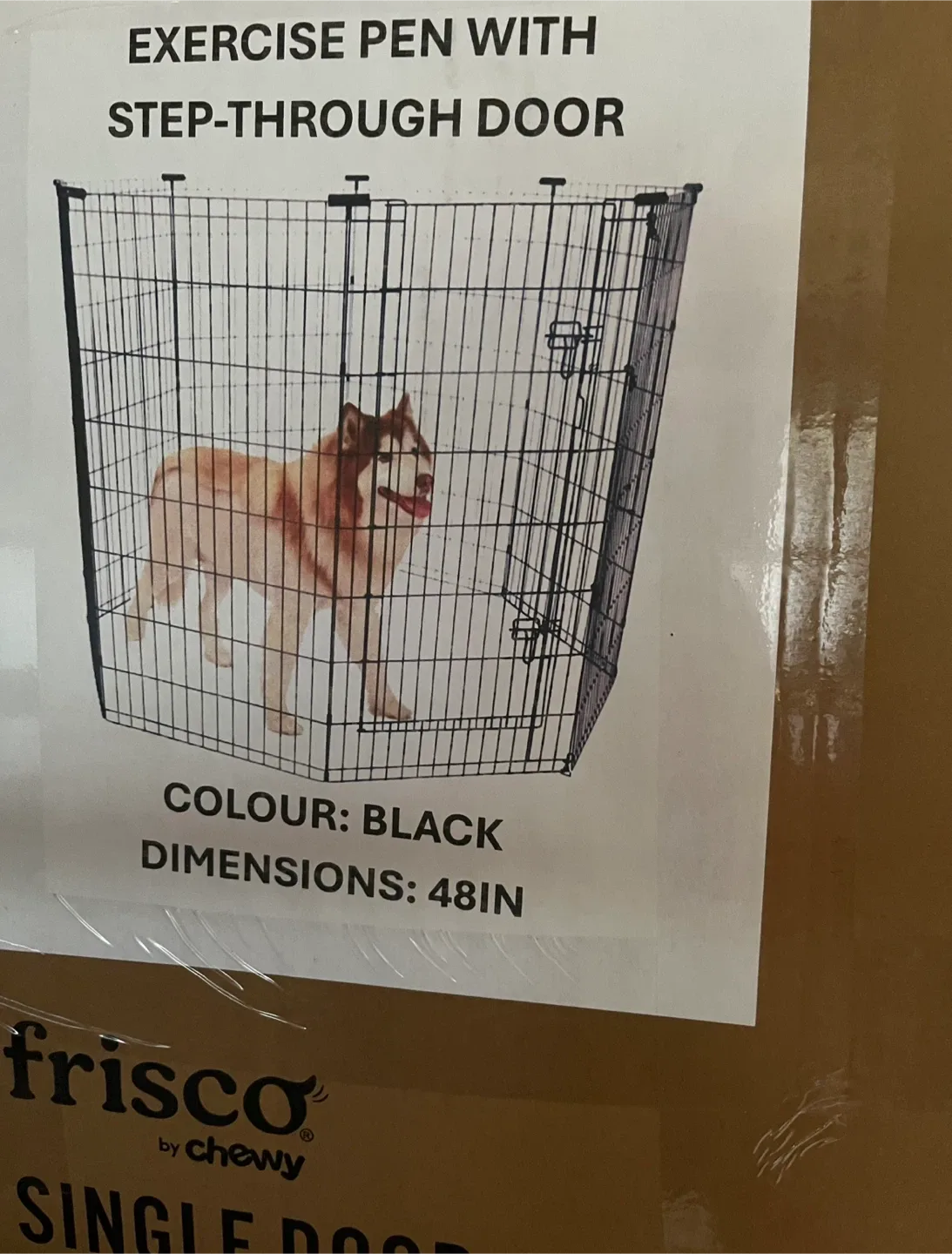 New 48” Frisco Exercise Pen with Step-Through Door - Black, 48in