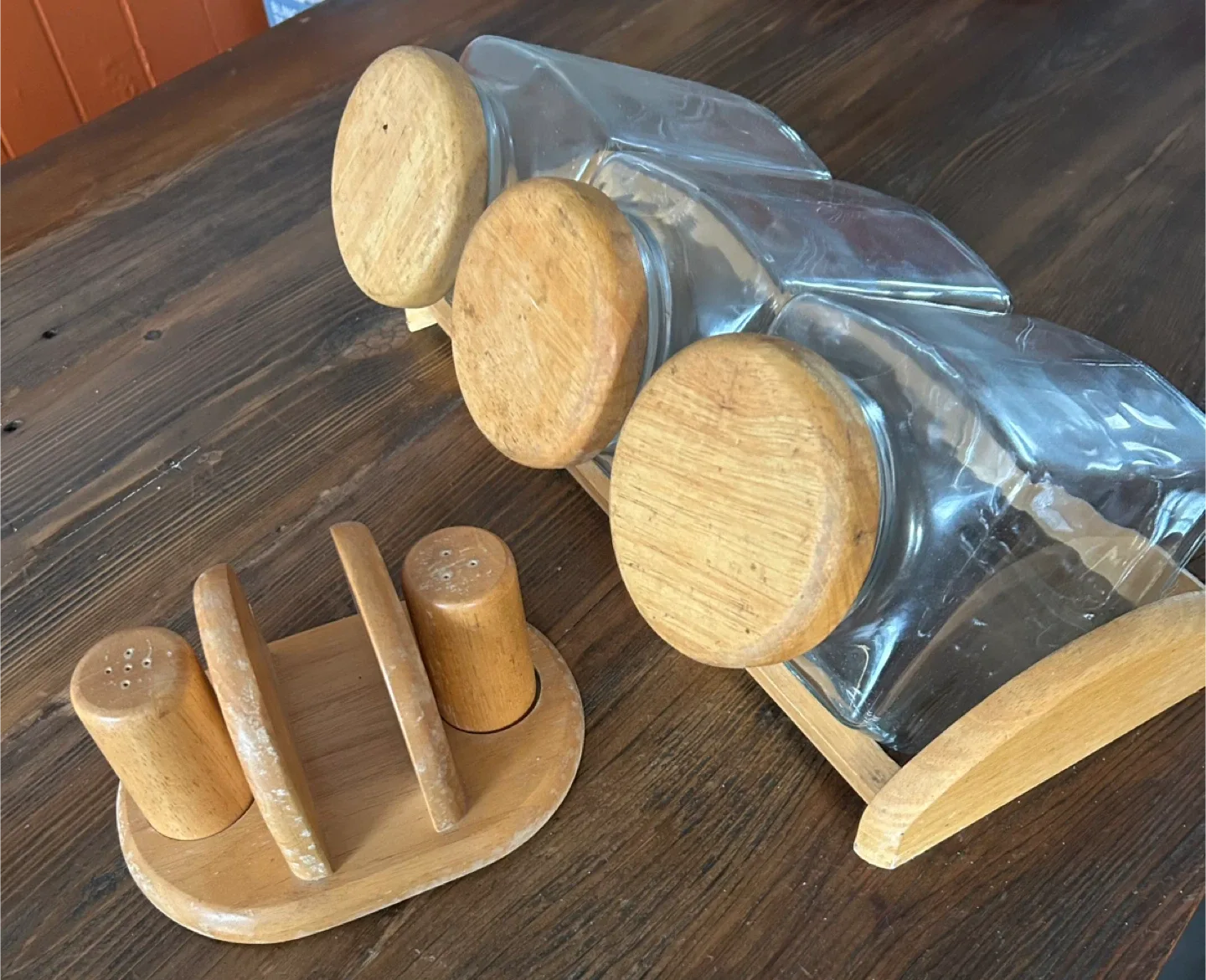 Wooden Kitchen Canister Set & Salt/Pepper Shakers
