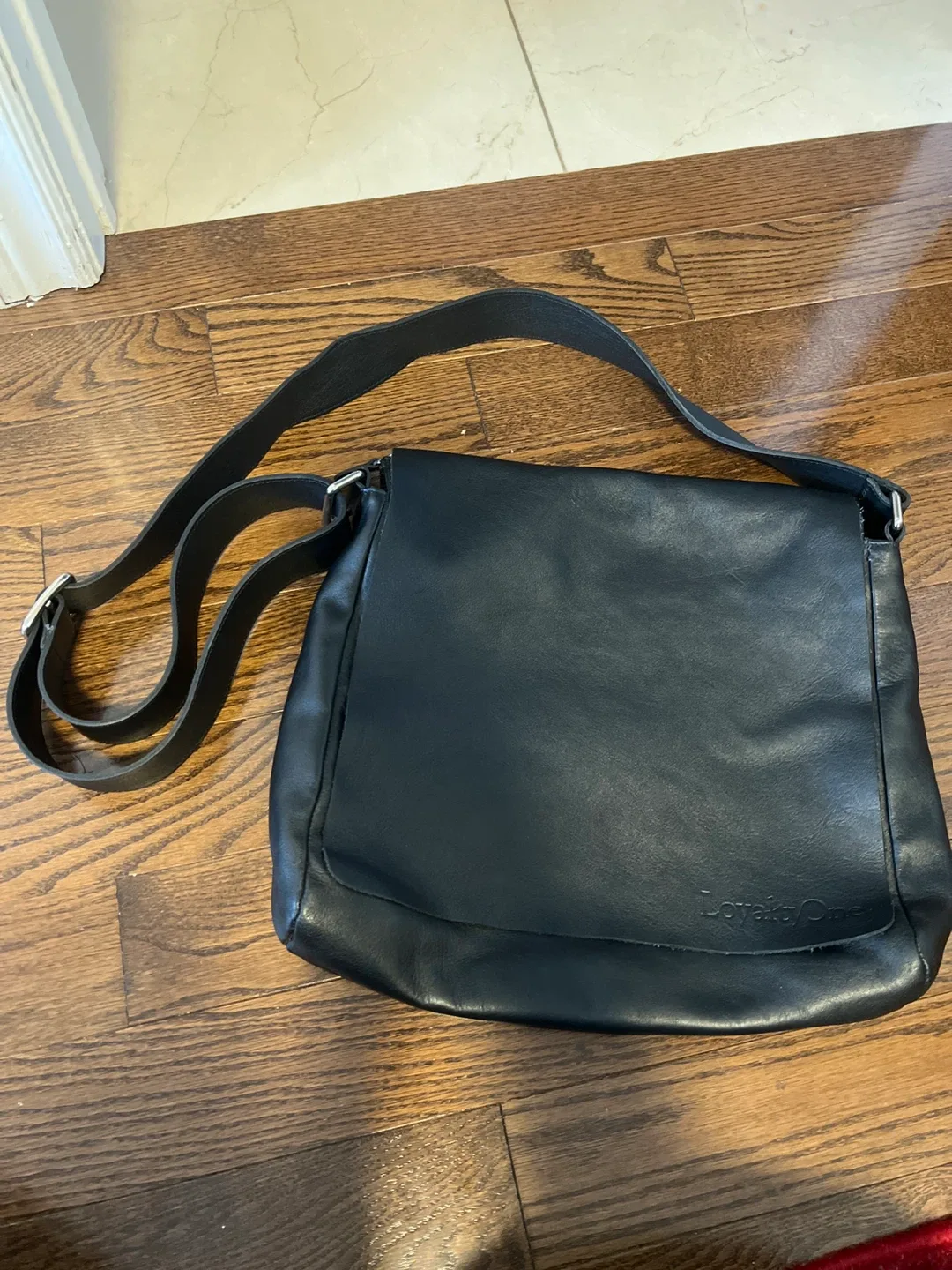 Roots Genuine Leather Black Messenger Bag