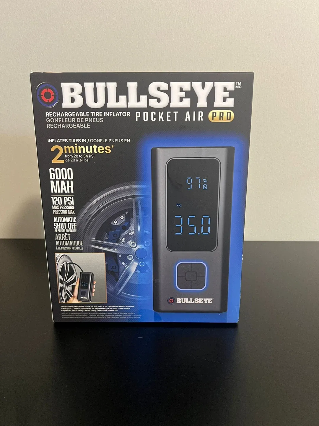 Bullseye Pocket Air Pro Rechargeable Tire Inflator - New