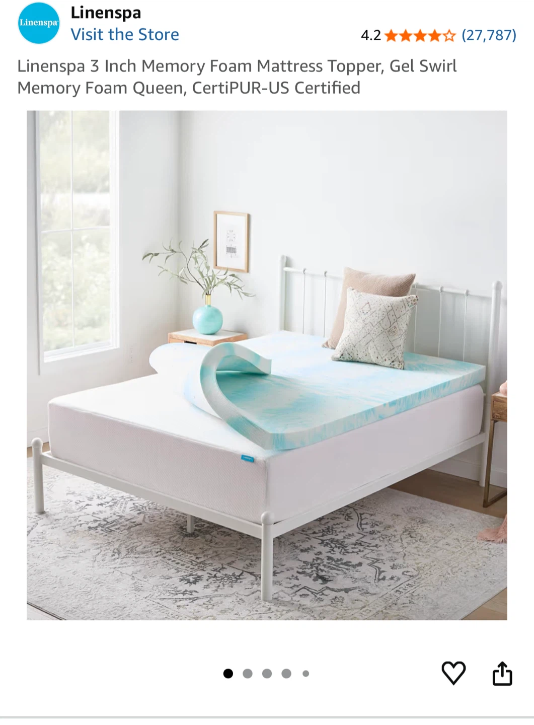 Used - Linenspa 3 Inch Memory Foam Mattress Topper