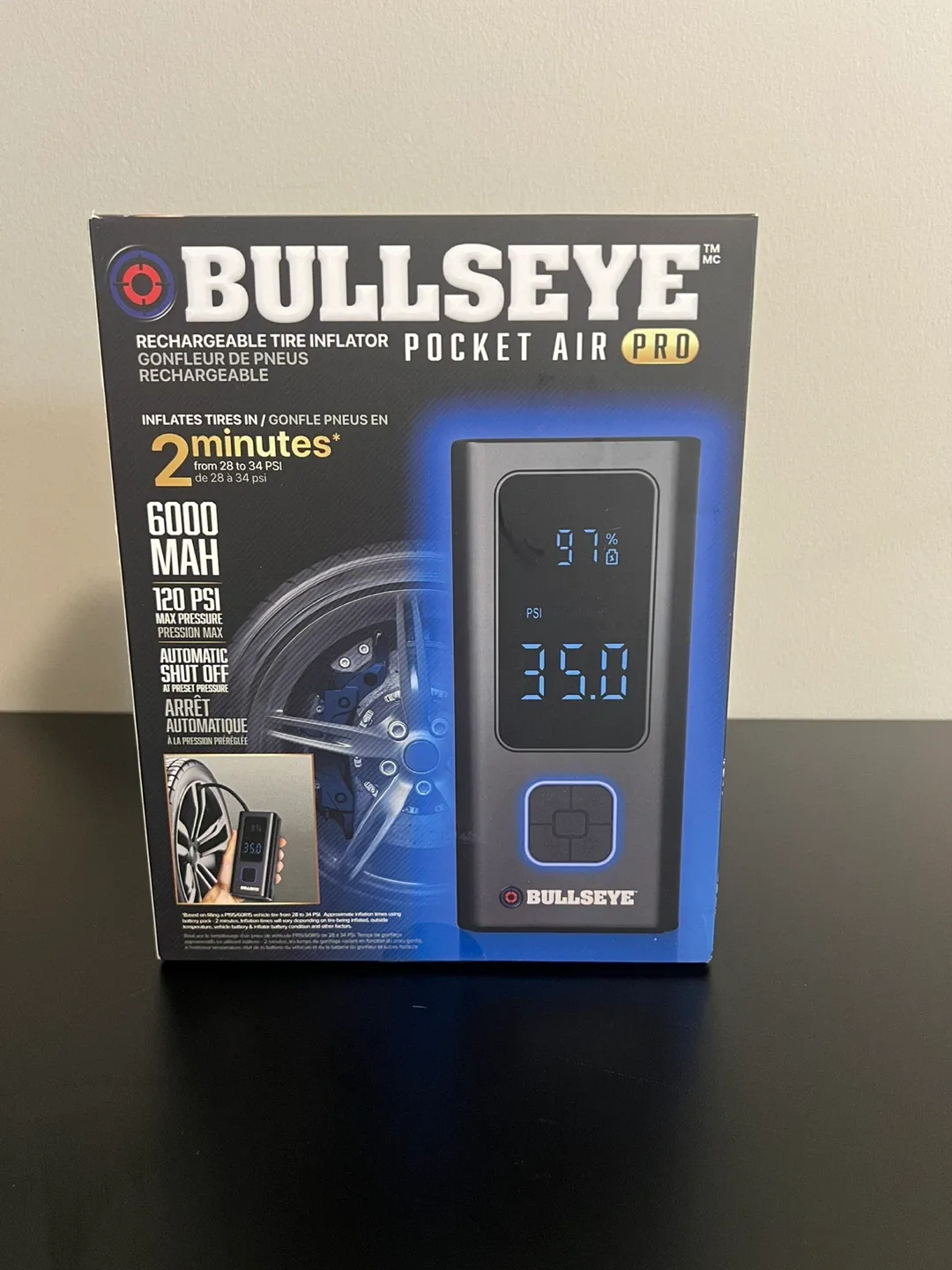 Bullseye Pocket Air Pro Rechargeable Tire Inflator - New