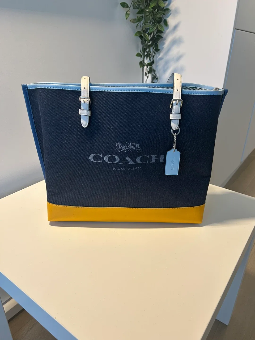 Coach Tote Bag - Navy and Yellow