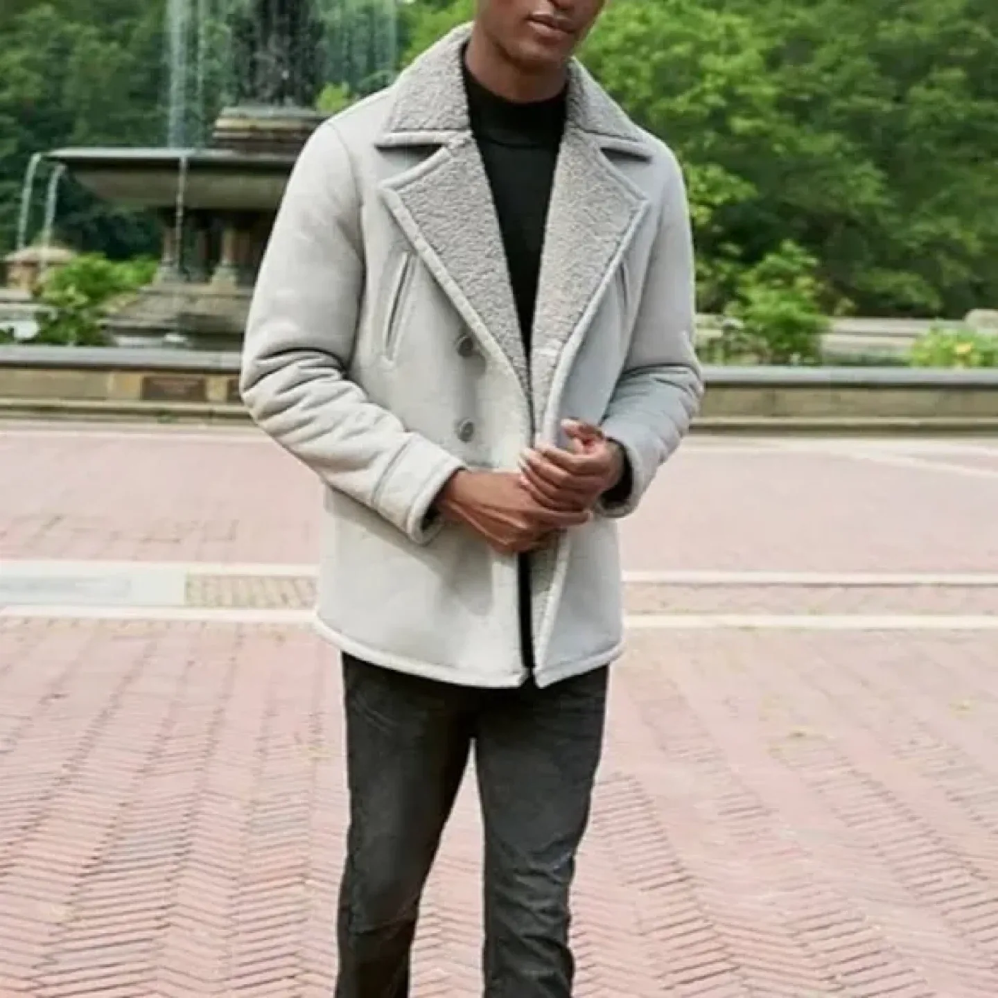 Express Gray Faux Suede Sherpa Coat XL - New with Tags!