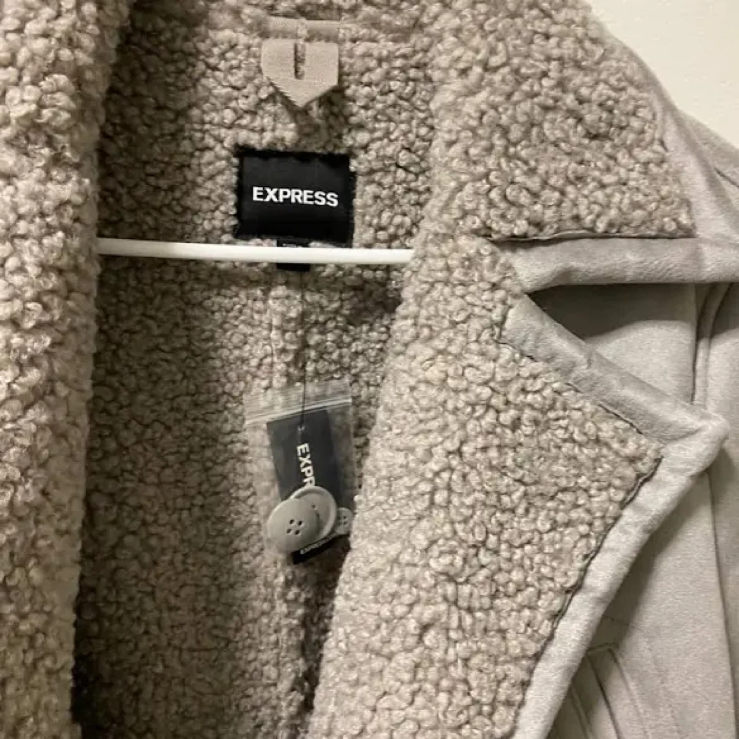 Express Gray Faux Suede Sherpa Coat XL - New with Tags! - photo 5
